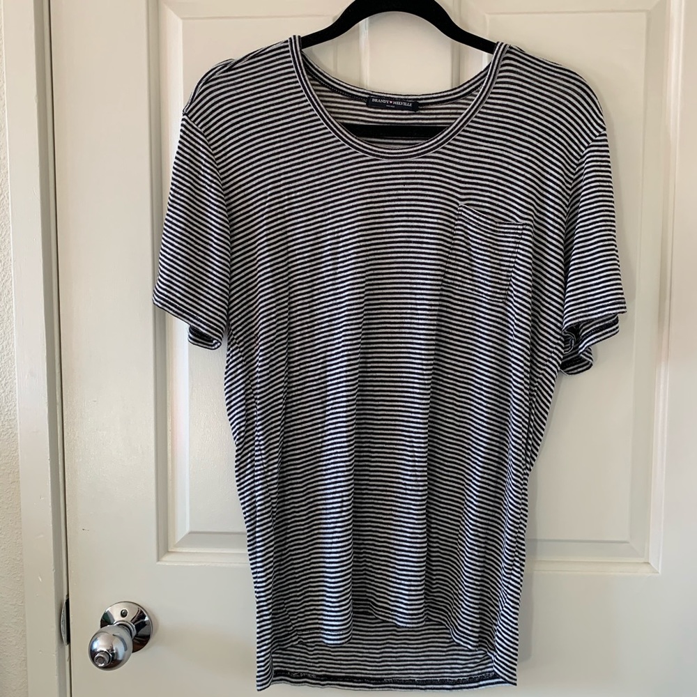 Brandy Melville Long Black and White Striped Top